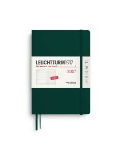 Leuchtturm1917 Diary 2027 Weekly Planner with notes Dotted Medium A5 Forest Green