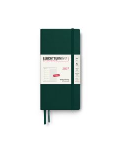 Leuchtturm1917 Diary 2027 Weekly Planner with notes Dotted Wallet Forest Green