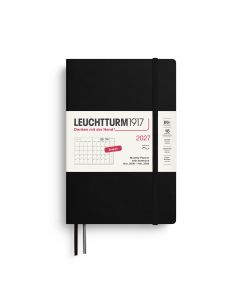 Leuchtturm1917 Diary 2027 Monthly Planner + Notebook Paperback B6+ Softcover Black