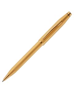 Cross Century II Polished 23kt Gold Plate Engraved Diamond Pattern Ballpoint Pen