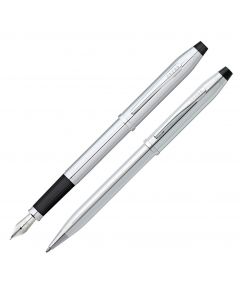 Cross Lustrous Chrome Century II Fountain Pen and Ballpoint Pen Set