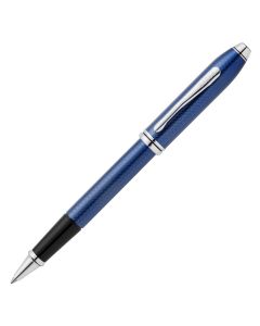 Cross Townsend Polished Translucent Cobalt Blue Engraved Diamond Pattern Rollerball Pen