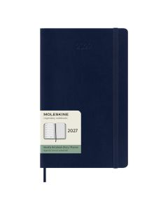 Moleskine Large Diary 2027 Weekly Planner with Notebook Sapphire Blue Soft Cover