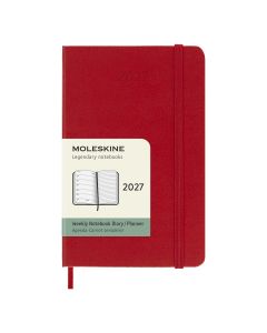 Moleskine Pocket Diary 2027 Weekly Planner with Notebook Red Hard Cover