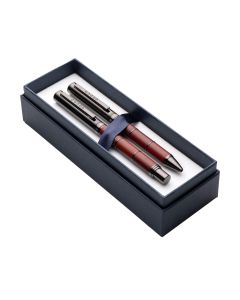 Tom Hessin Revolution Collection Ironbridge Wooden Barrel Fountain Pen and Ballpoint Pen Set