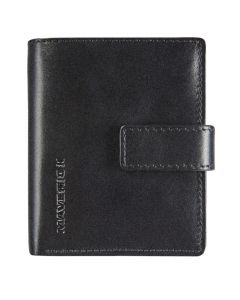 Maverick All Black Compact Leather Wallet with Cardprotector RFID protection