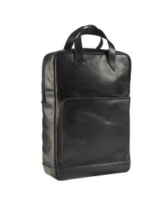 Maverick All Black Leather Backpack with laptop sleeve 15'6"