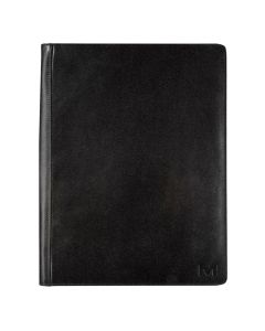 Maverick A4 All Black Leather zippered writing case, including notepad