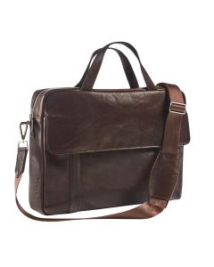 Maverick Brown Leather business bag with laptop sleeve 15'6" 