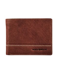 Maverick Rough Gear Compact Cognac Leather Billfold Wallet RFID protection