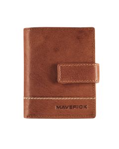 Maverick Rough Gear Leather Cognac Super Compact Wallet with Cardprotector RFID protection