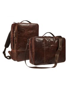 Maverick Rough Gear Leather 2-in-1 anti-theft business bag and backpack with laptop compartment 15.6"