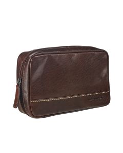 Maverick Rough Gear Brown Leather Compact Toiletbag