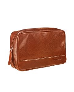 Maverick Rough Gear Cognac Leather Compact Toiletbag