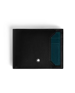Montblanc Black and Dark Pool Soft Leather Wallet with Removable Card Holder – 6CC