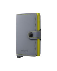 Secrid Mini Wallet Leather Matte Grey & Lime