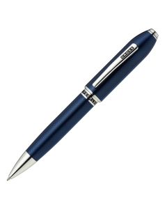 Cross Peerless 125 Polished Translucent Cobalt Blue Engraved Diamond Pattern Ballpoint Pen