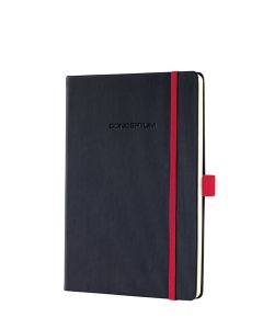 Sigel Conceptum Pure Notebook A5 Black Hard Cover Red Squared