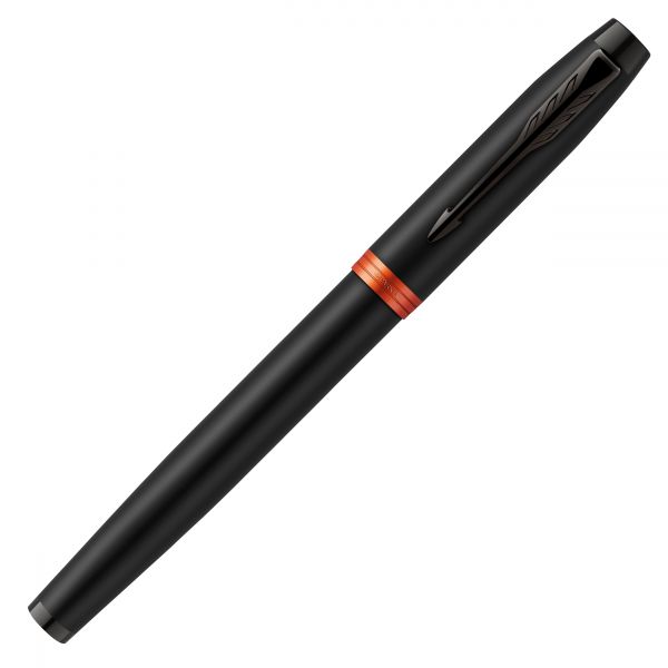 Parker IM Black Flame Orange Vibrant Rings Fountain Pen