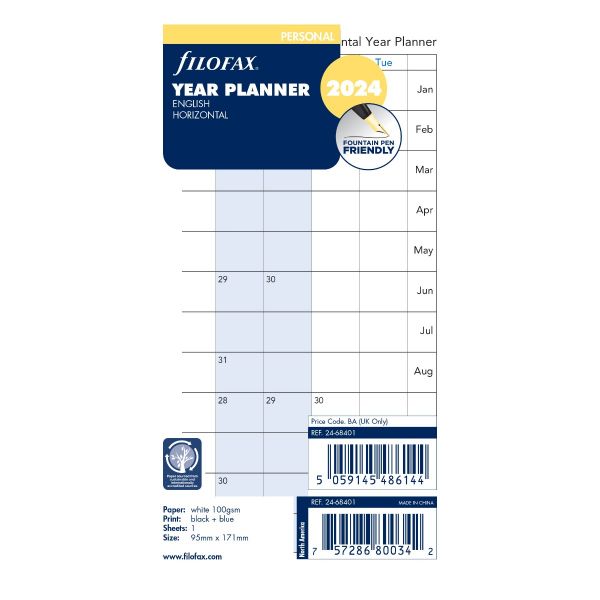 Filofax Personal Year Planner 2024 Horizontal  Penworld » More than 10.000  pens in stock, fast delivery