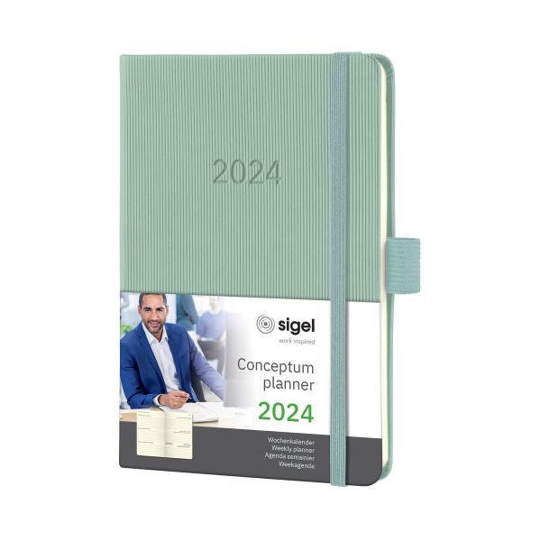 Sigel Conceptum 2024 Weekly Planner A5 Mint Green Hard Cover