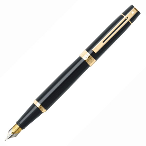 Sheaffer 300 Glossy Black Gold Trim Fountain Pen | Penworld