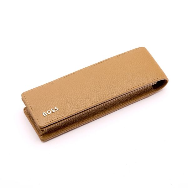 Hugo Boss Double Pen Pouch Classic Grained Camel For Pens