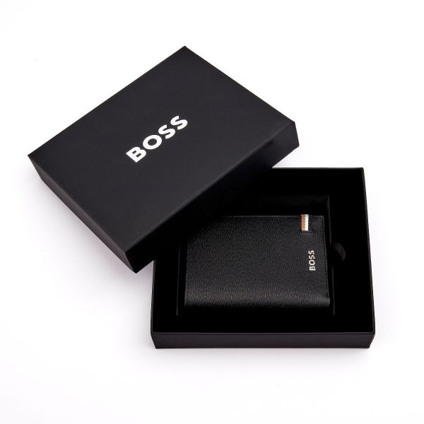 Hugo Boss Wallet Iconic Black with Flap and money pocket 