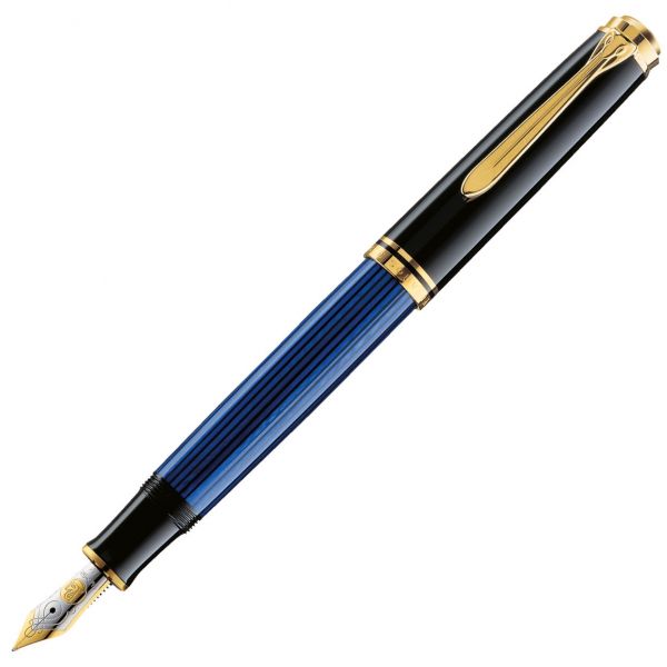 筆記具 Pelikan Souveran M600 Pelikan Souverän 600 Black Blue Fountain Pen | Penworld