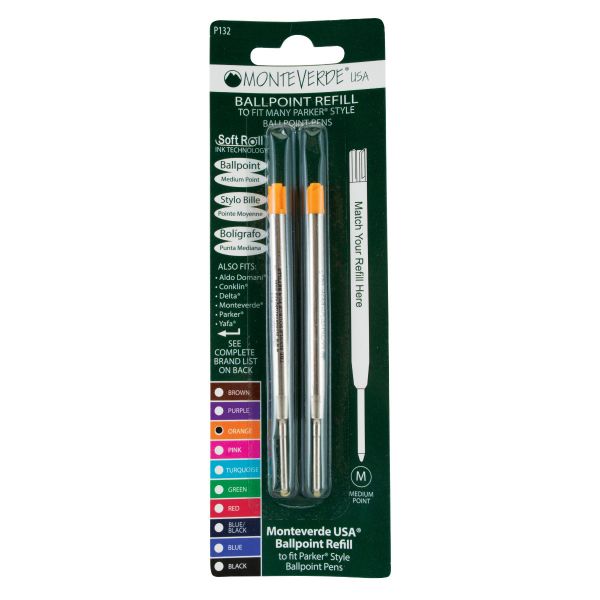 Monteverde Ballpoint Refill Parker-Type G2 Medium Orange (2 pack)