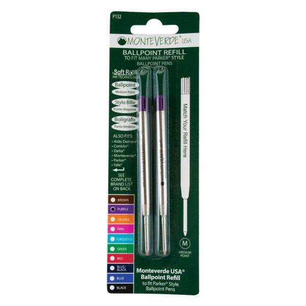 Monteverde Ballpoint Refill Parker-Type G2 Medium Purple (2 pack)