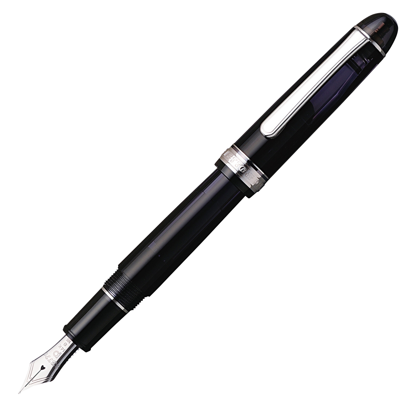 Platinum #3776 Century Black Silver Trim Fountain Pen | Penworld