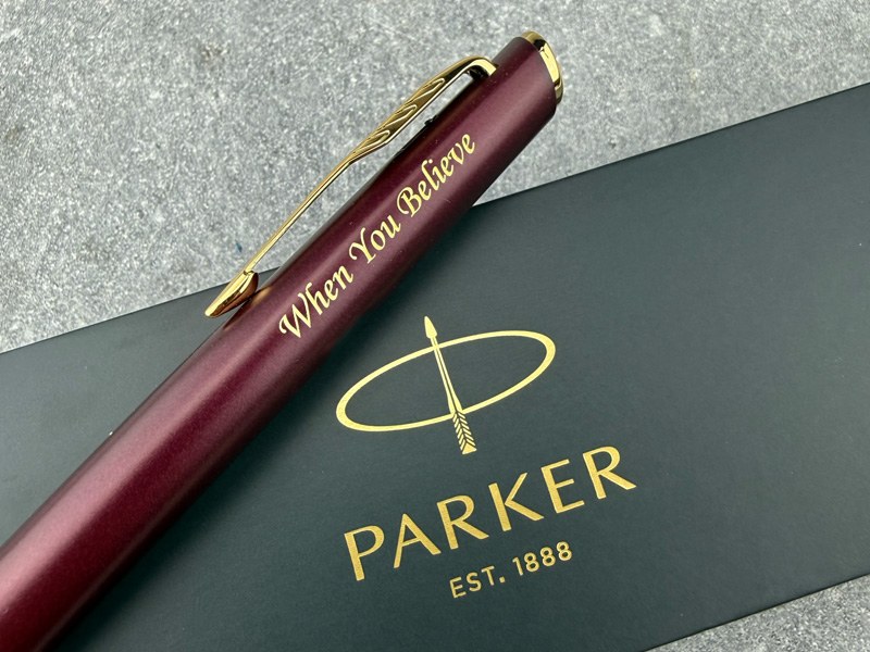 Parker Meridian with engraved text