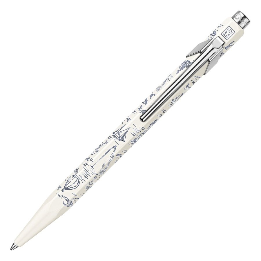 849 ballpoint pen and mechanical pencil with the Toile de Jouy motif in reversed colours