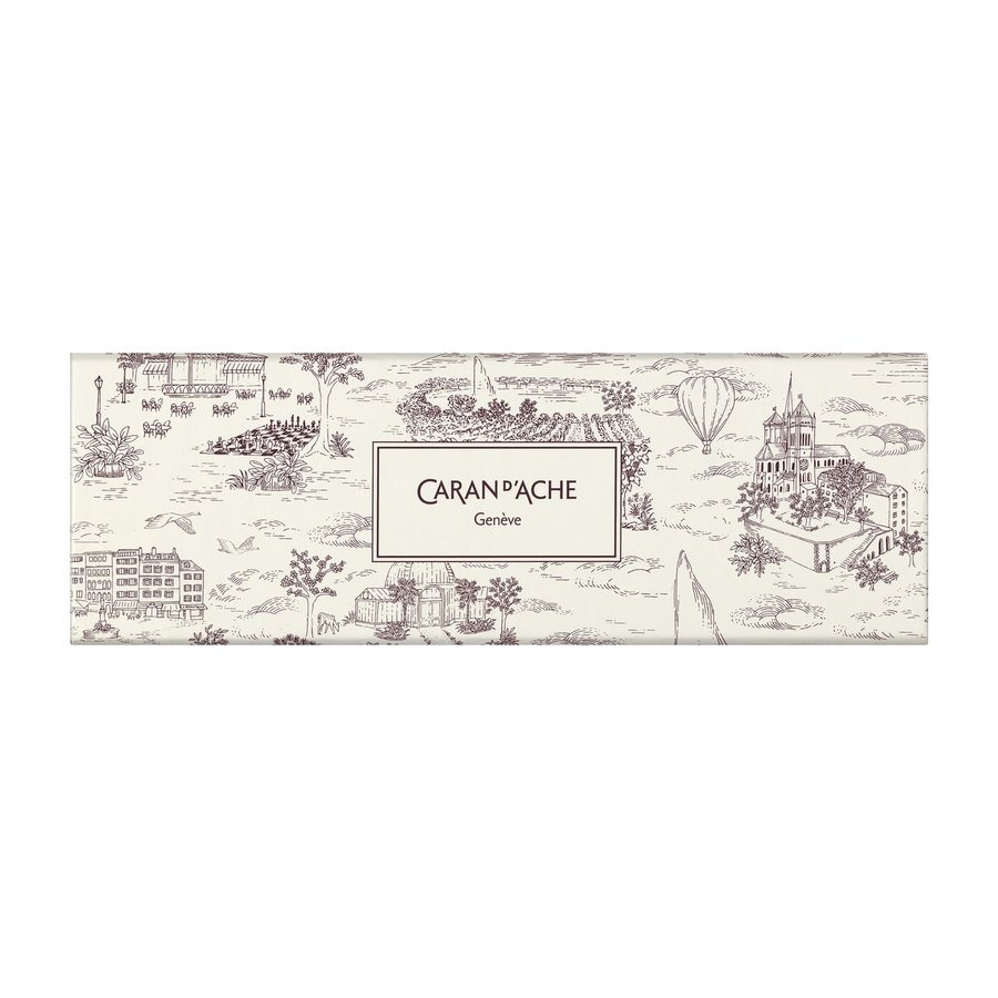 Burgundy 849 ballpoint pen with the ivory box bearing the Toile de Jouy motif
