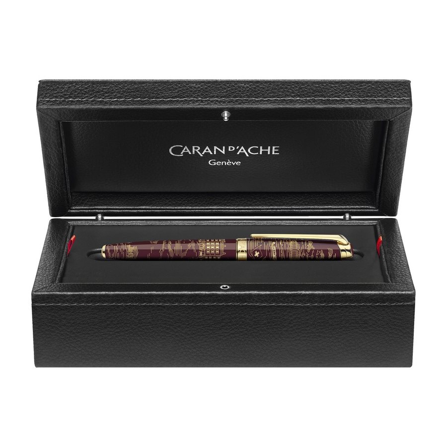 Limited Edition fountain pen with the Geneva motif engraved down to the gilded layer