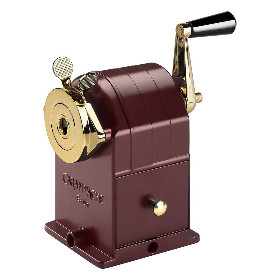 Caran d'Ache metal sharpener in burgundy with gold details